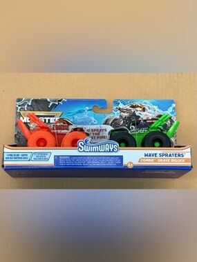 Monster Jam SwimWays Wave Sprayers Zombie Grave Digger Kids Toy - Green & Orange
